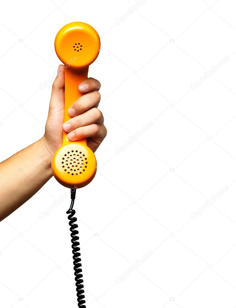 Close Up Of Hand Holding Telephone