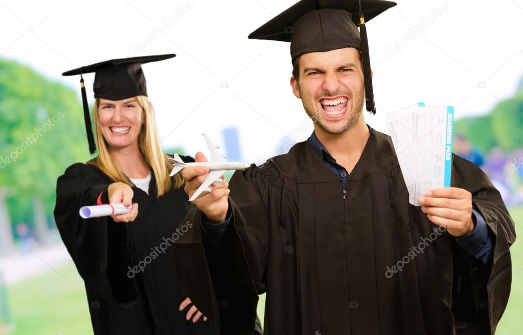 Portrait Of Two Happy Graduate Students