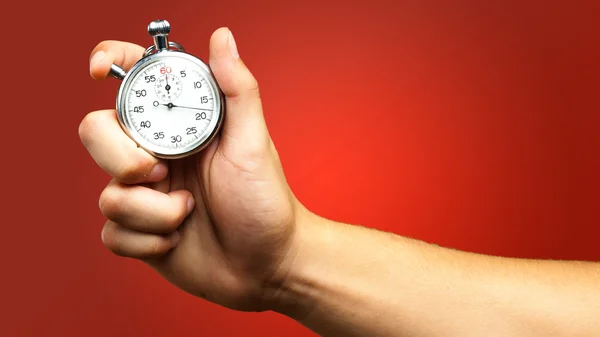 Close-up van de hand met stopwatch — Stockfoto