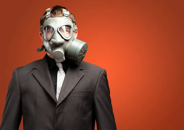 Businessman With Gas Mask — Stock Photo, Image