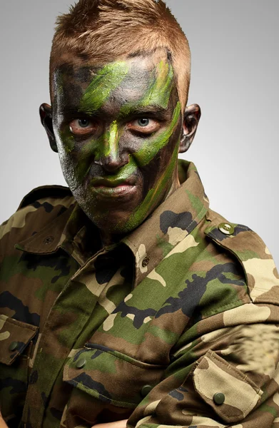 Close Up Of Angry Soldier — Stock Photo, Image