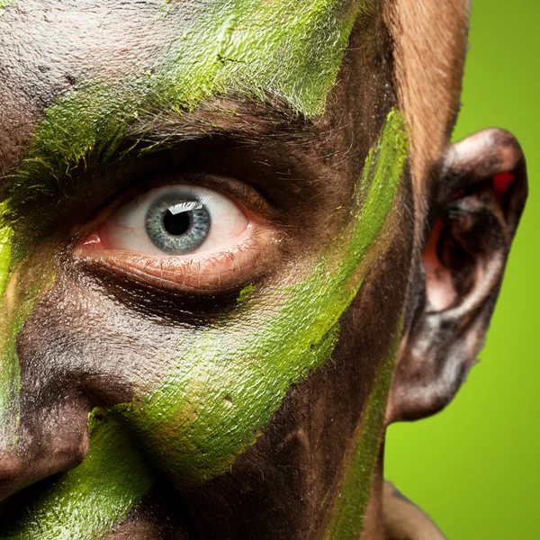 Portrait of a furious soldier — Stock Photo, Image