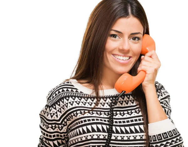 Young Woman Talking On Telephone — Stock Photo, Image