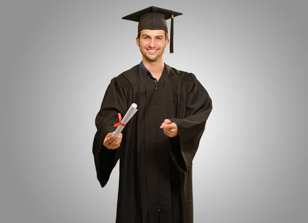 Young Graduation Man Holding Certificate — Stock Photo, Image