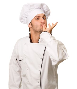 parmak öpüşme erkek aşçı portresi