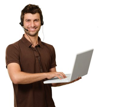 adam laptop holding mikrofon ile