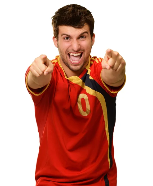 Portrait Of Excited Sportsman Pointing With Hand — Stock Photo, Image