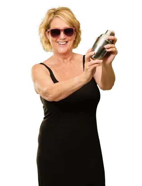 Mature Woman Holding Shaker — Stock Photo, Image
