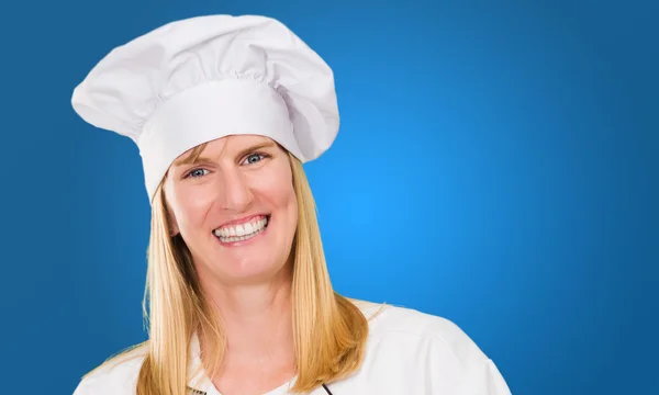 Female Chef Holding Wooden Spoon — Stock Photo, Image