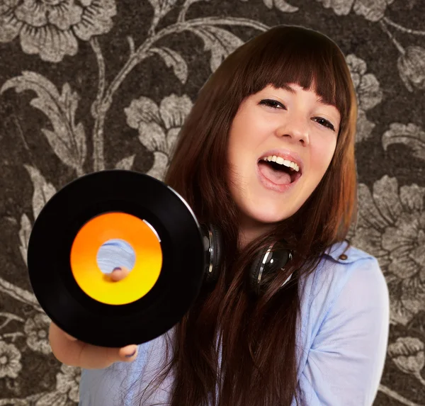 Portrait Of A Female Holding A Disc — Stock Photo, Image