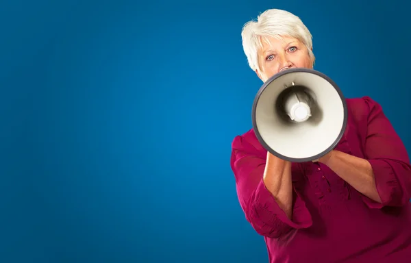 Portrait Of A Senior Woman With Megaphone Stock Picture