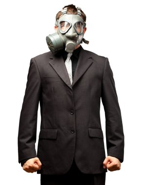 gaz maskesi ile işadamı
