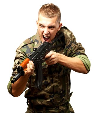 kızgın bir asker nişan portresi