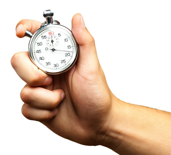 Close Up Of Hand Holding Stopwatch