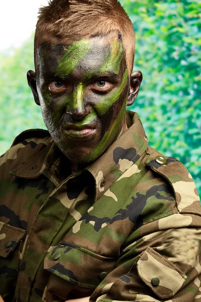 Close Up Of Angry Soldier — Stock Photo, Image