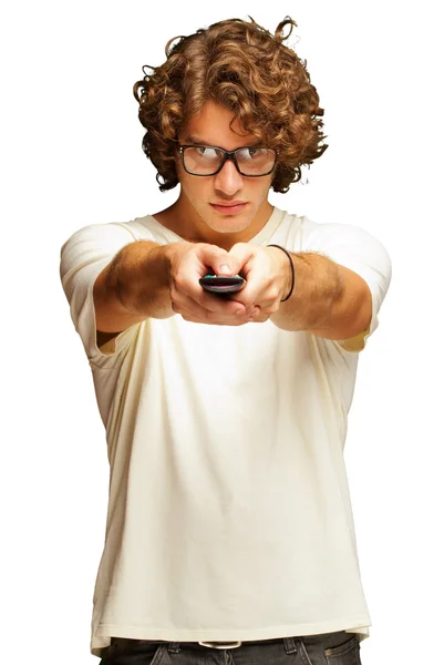 Man Holding Remote Control — Stock Photo, Image