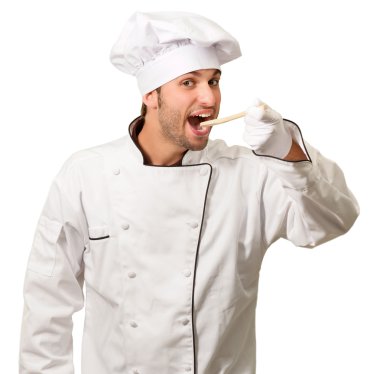 ekmek sopa yiyen Şef portresi