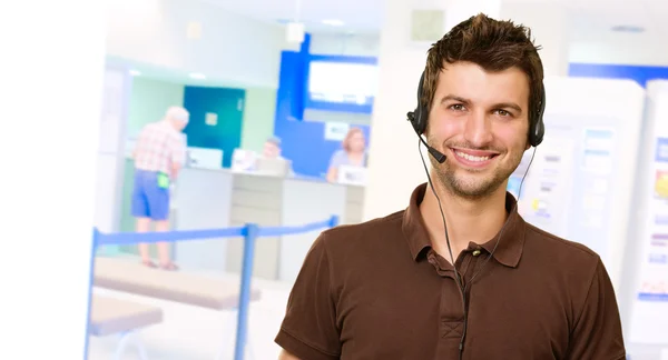 Portrait Of Young Male With Microphone — Stock Photo, Image