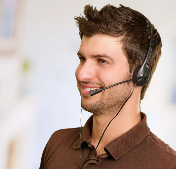 Happy Young Man With Microphone — Stock Photo, Image