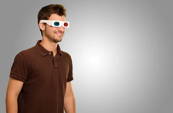 Šťastný mladý muž 3d brýle — Stock fotografie