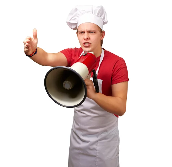Portrait Of A Young Man With Megaphone Stock Photo