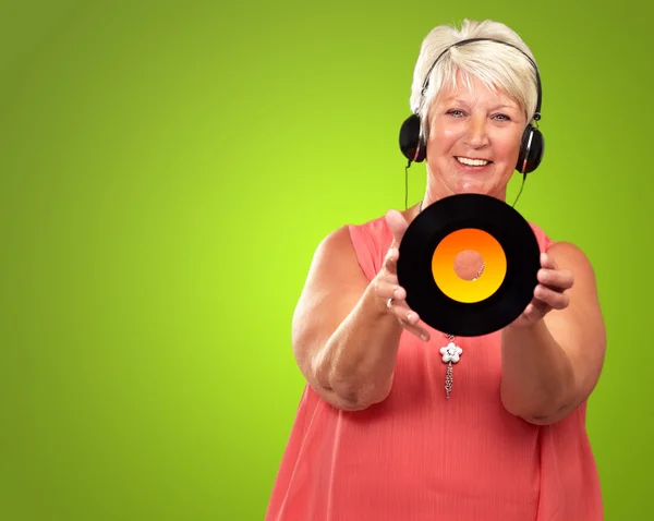 Portrait Of A Senior Woman With Headphone — Stock Photo, Image