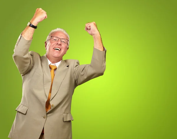 Senior Business Man Cheering — Stock Photo, Image