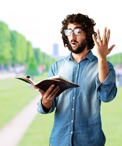 (Inggris) Portrait Of Man Reading Book — Stok Foto