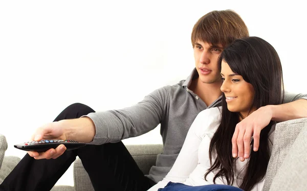 Pareja viendo tv — Foto de Stock