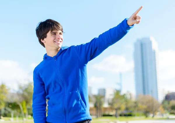 Portrait Of Young Man Pointing — Stock Photo, Image