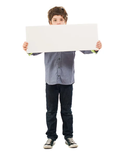 Portrait Of Boy Holding Placard — Stock Photo, Image