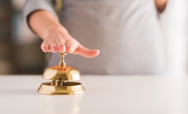 Woman Ringing Service Bell clipart