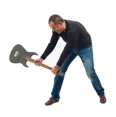 Olgun adam gitar isabet portresi
