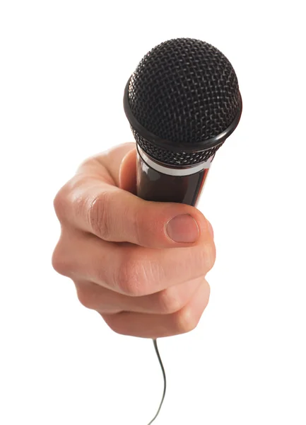 Primo piano del microfono a mano — Foto Stock