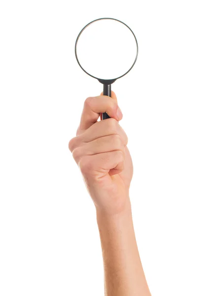 Human Hand Holding Magnifying Glass — Zdjęcie stockowe