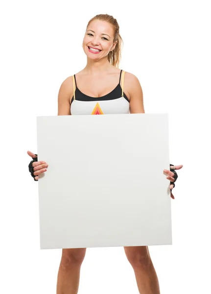 Healthy Mid-adult Woman Holding Placard — Stock Photo, Image