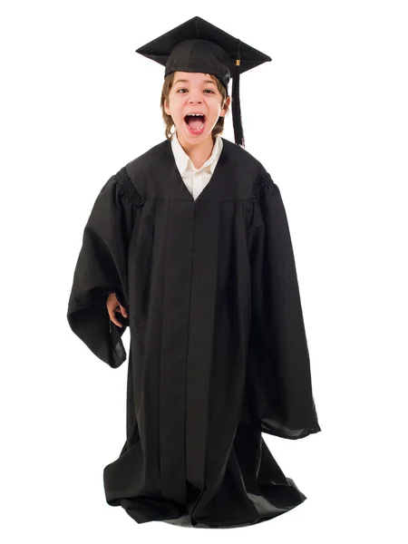 Happy Boy Wearing Graduation Gown — Stock Photo, Image