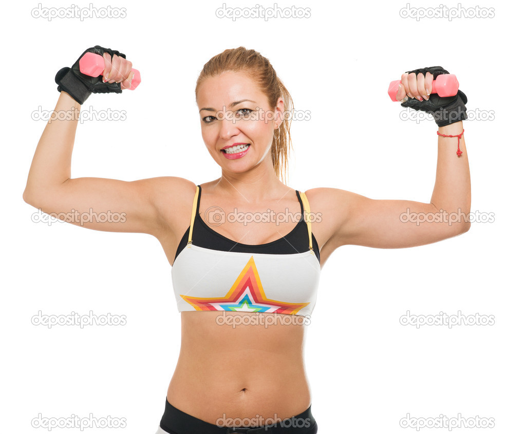 Mid-adult Woman Lifting Dumbbell