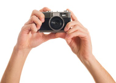 insan elini tutarak fotoğraf makinesi