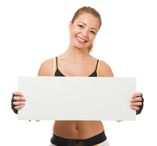 Healthy Mid-adult Woman Holding Placard — Stock Photo, Image