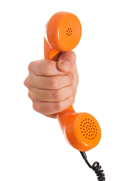 Close-up Hand Holding Telephone Receiver — Stock Photo, Image