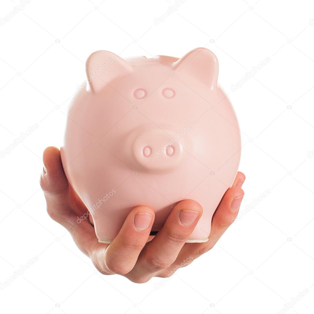 Human Hand Holding Piggybank