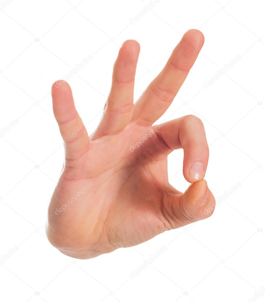 Human Hand Gesturing Ok Sign