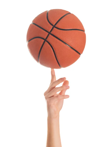 Close-up Of Hand Spinning Basket Ball Royalty Free Stock Photos