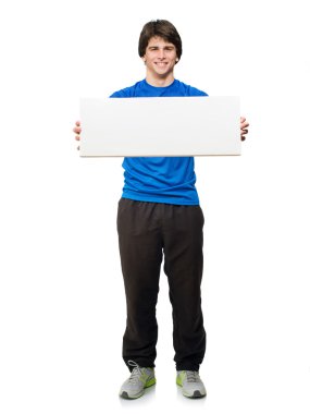 genç adam tutarak boş tasarlamak