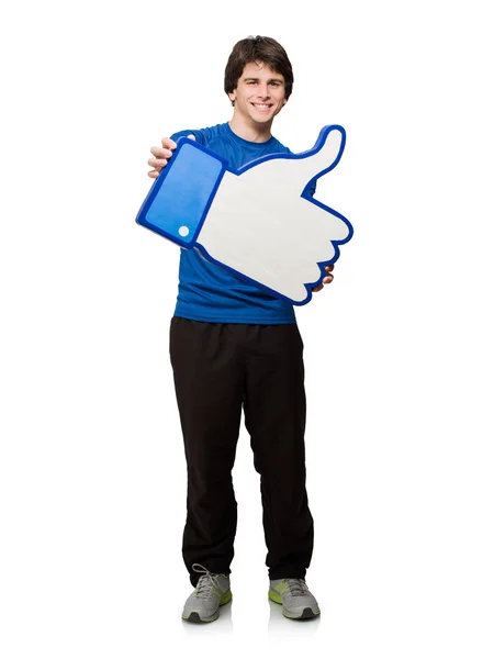 Young Man With Thumbs-up Sign — Stock Photo, Image
