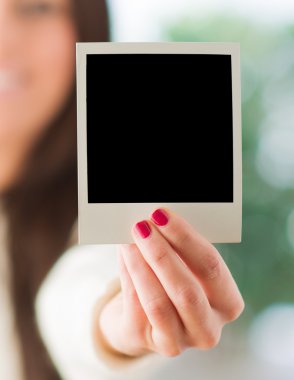 kadın holding boş an fotoğraf