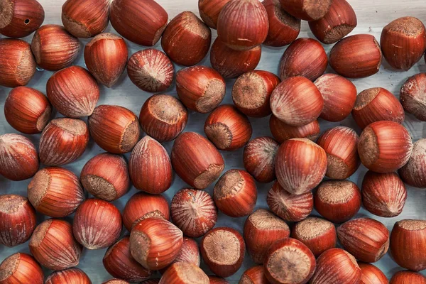 Gezonde Natuurlijke Hazelnoten Ruwe Noten Textuur — Stockfoto