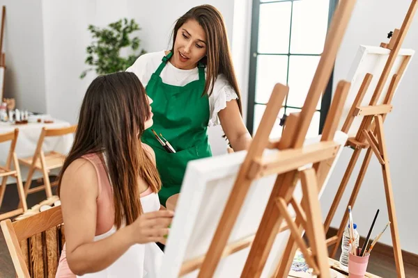 Studente Insegnante Sorridente Pittura Felice Scuola Arte — Foto Stock