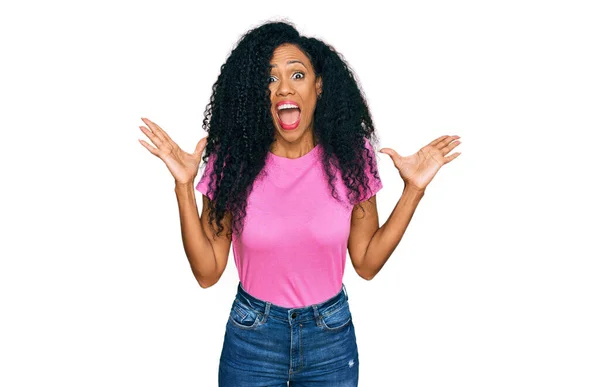 Middle Age African American Woman Wearing Casual Clothes Celebrating Victory — Stock Photo, Image